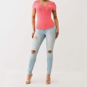 True Religion Jennie Mid-Rise Curvy Skinny Jeans 28 | Premium Stretch Denim